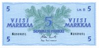 5 Markkaa 1963 Litt.B N8509051 kl.9